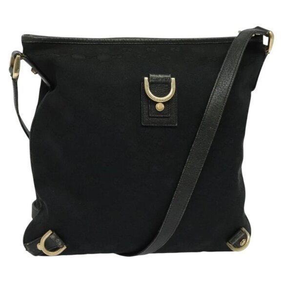 GUCCI GG Canvas Abbey Shoulder Bag Black Gold - Picture 1 of 15